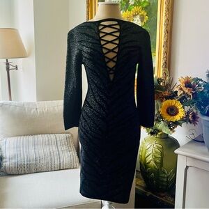 🎉 Express Glittery Black Long Sleeve 
Sweater Bodycon Black/Silver Glitter Dress